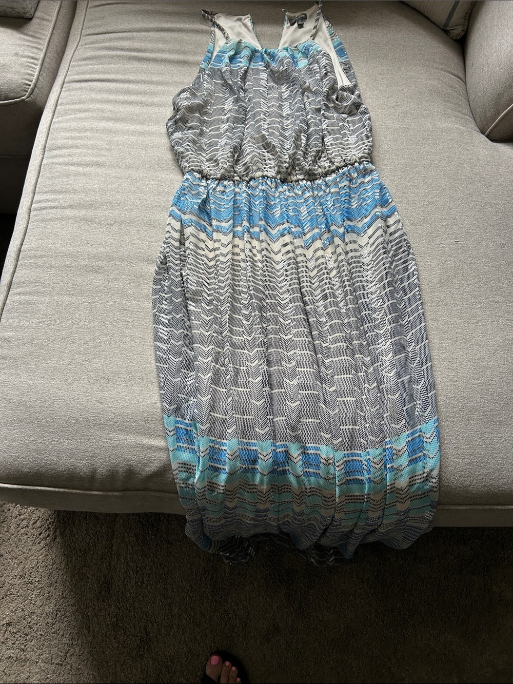 Lily Rose Gray and Light Blue Maxi Dress